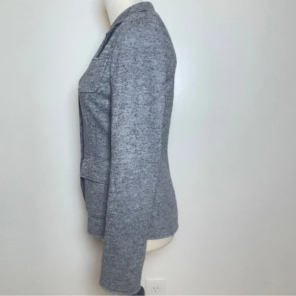 Banana Republic Wool Blend Knit Blazer Size 0 Gray Tailored Career Jacket - Picture 4 of 16